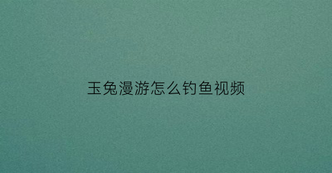 玉兔漫游怎么钓鱼视频(玉兔怎么玩)