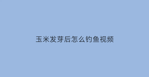 “玉米发芽后怎么钓鱼视频(玉米发芽钓草鱼的方法)