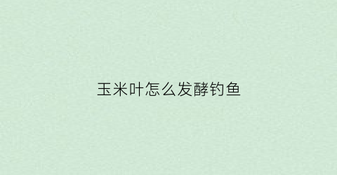 玉米叶怎么发酵钓鱼(玉米叶可以沤肥吗)