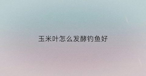 玉米叶怎么发酵钓鱼好(玉米叶怎么发酵钓鱼好呢)