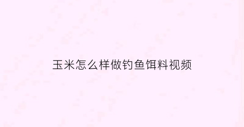 玉米怎么样做钓鱼饵料视频(玉米做钓饵的方法)
