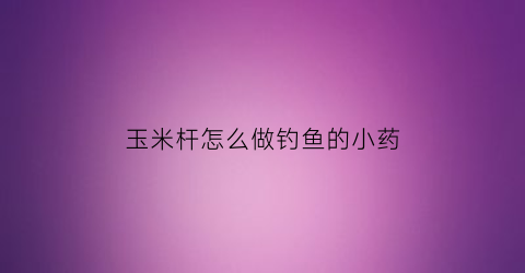 玉米杆怎么做钓鱼的小药(玉米杆做浮漂怎么样)