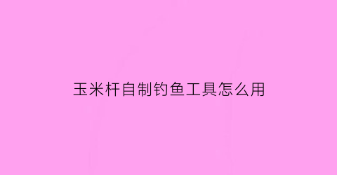 “玉米杆自制钓鱼工具怎么用(自制装玉米杆神器)