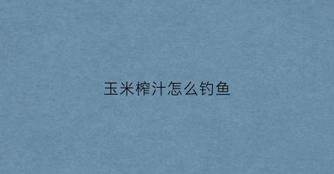 玉米榨汁怎么钓鱼(玉米榨汁开饵)