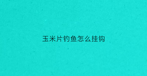 玉米片钓鱼怎么挂钩(玉米片能钓鱼吗)