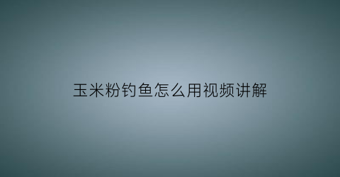 玉米粉钓鱼怎么用视频讲解