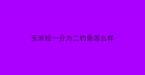 玉米粒一分为二钓鱼怎么样(玉米粒钓鱼多长时间挨换一次)