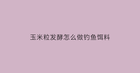 玉米粒发酵怎么做钓鱼饵料(发酵玉米粒钓鱼秘方)
