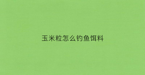 玉米粒怎么钓鱼饵料(玉米粒怎样钓鱼好使)