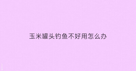 “玉米罐头钓鱼不好用怎么办(玉米罐头钓鱼不好用怎么办呀)