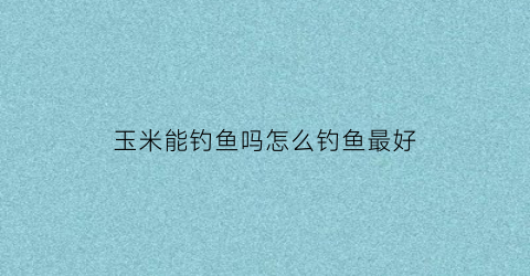 “玉米能钓鱼吗怎么钓鱼最好(玉米能钓鱼吗怎么钓鱼最好呢)