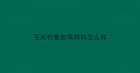 玉米钓鱼加鸡饲料怎么样