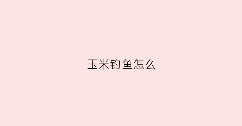 玉米钓鱼怎么(玉米钓鱼怎么挂钩图片)
