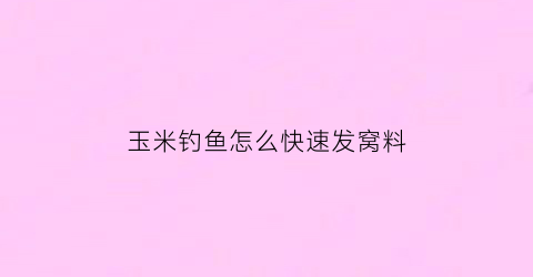 玉米钓鱼怎么快速发窝料(玉米钓鱼怎么快速发窝料视频)