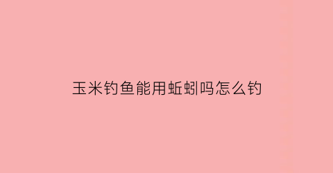 玉米钓鱼能用蚯蚓吗怎么钓(玉米打窝用蚯蚓钓可以吗)
