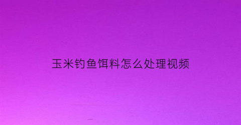 玉米钓鱼饵料怎么处理视频(玉米钓饵配方)