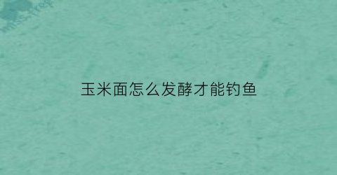 玉米面怎么发酵才能钓鱼(玉米面怎么发酵松软)