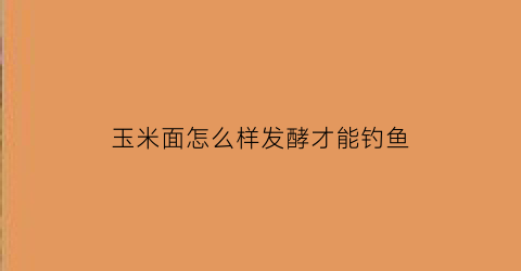 “玉米面怎么样发酵才能钓鱼(玉米面怎么样发酵才能钓鱼呢)