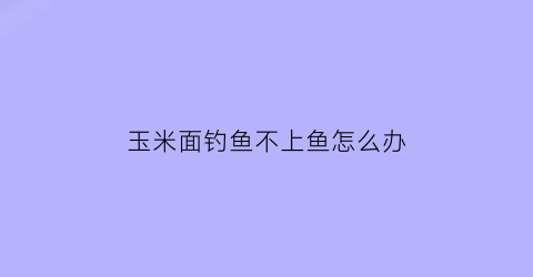 玉米面钓鱼不上鱼怎么办(玉米面钓鱼招小鱼吗)