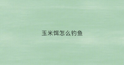 玉米饵怎么钓鱼(玉米钓饵怎么做)