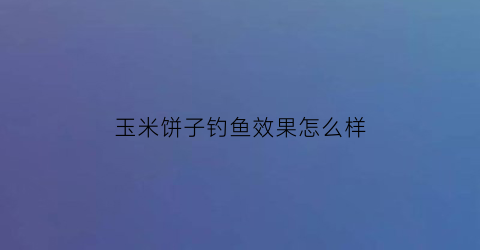 玉米饼子钓鱼效果怎么样(玉米面饼钓鱼)
