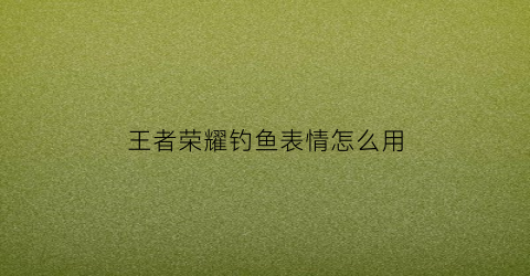 王者荣耀钓鱼表情怎么用(王者荣耀钓鱼活动网址演示)