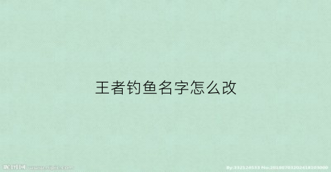 王者钓鱼名字怎么改