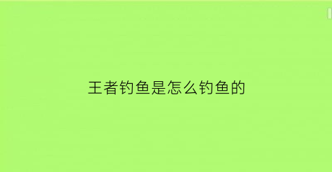 王者钓鱼是怎么钓鱼的(王者荣耀怎么钓鱼)