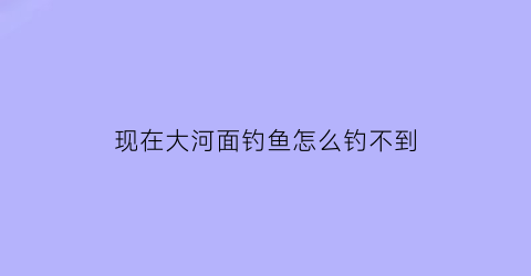 “现在大河面钓鱼怎么钓不到(河里为什么钓不到大鱼全是小鱼)