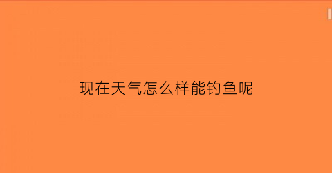 现在天气怎么样能钓鱼呢