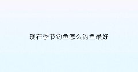 现在季节钓鱼怎么钓鱼最好
