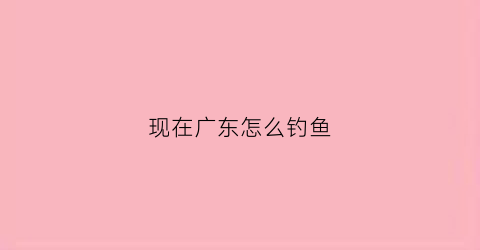 现在广东怎么钓鱼