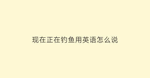 现在正在钓鱼用英语怎么说(钓鱼正在进行时英文)