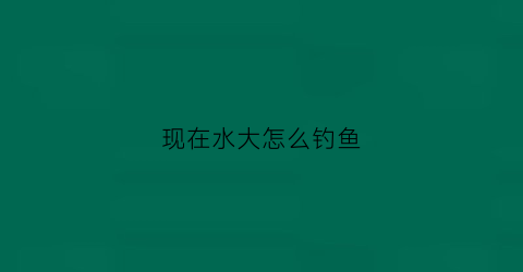 现在水大怎么钓鱼
