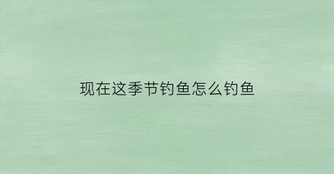 现在这季节钓鱼怎么钓鱼(现在这季节钓鱼怎么钓鱼呢)