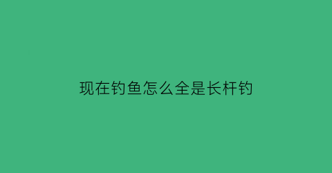 现在钓鱼怎么全是长杆钓(现在钓鱼怎么全是长杆钓不到鱼)