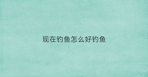 现在钓鱼怎么好钓鱼(现在钓鱼怎么不好钓)