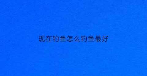 现在钓鱼怎么钓鱼最好(现在钓鱼怎么钓鱼最好用)