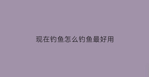 现在钓鱼怎么钓鱼最好用(现在钓鱼有什么技巧)