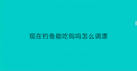 现在钓鱼能吃钩吗怎么调漂(钓鱼可以吃吗)