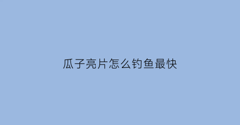 瓜子亮片怎么钓鱼最快(钓鱼教程瓜子亮片钓组的制作方法)