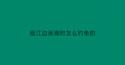 瓯江边涨潮时怎么钓鱼的