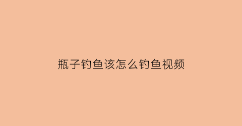 瓶子钓鱼该怎么钓鱼视频(瓶子钓鱼该怎么钓鱼视频讲解)