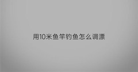 用10米鱼竿钓鱼怎么调漂(10米鱼竿用多大漂抛的出去)