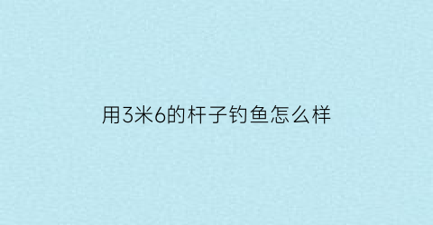 用3米6的杆子钓鱼怎么样(3米6的竿能钓多大的鱼)
