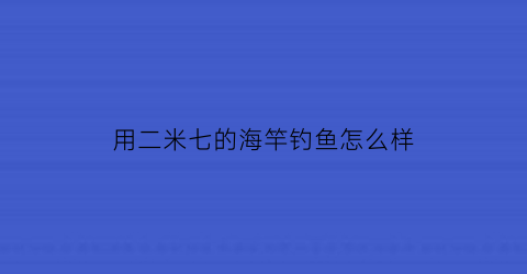 用二米七的海竿钓鱼怎么样