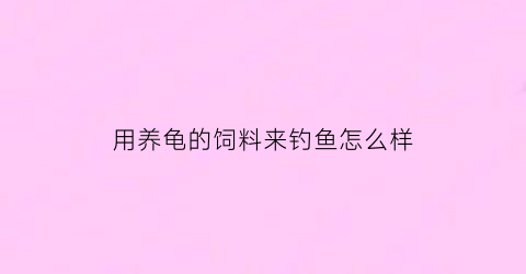 用养龟的饲料来钓鱼怎么样(用养龟的饲料来钓鱼怎么样呢)