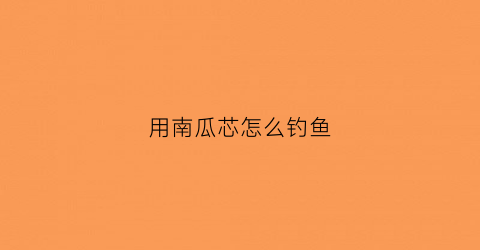 用南瓜芯怎么钓鱼(南瓜怎么钓鱼挂钩)