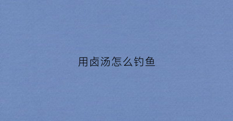 用卤汤怎么钓鱼(自治卤汤)