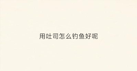用吐司怎么钓鱼好呢(吐司diy)